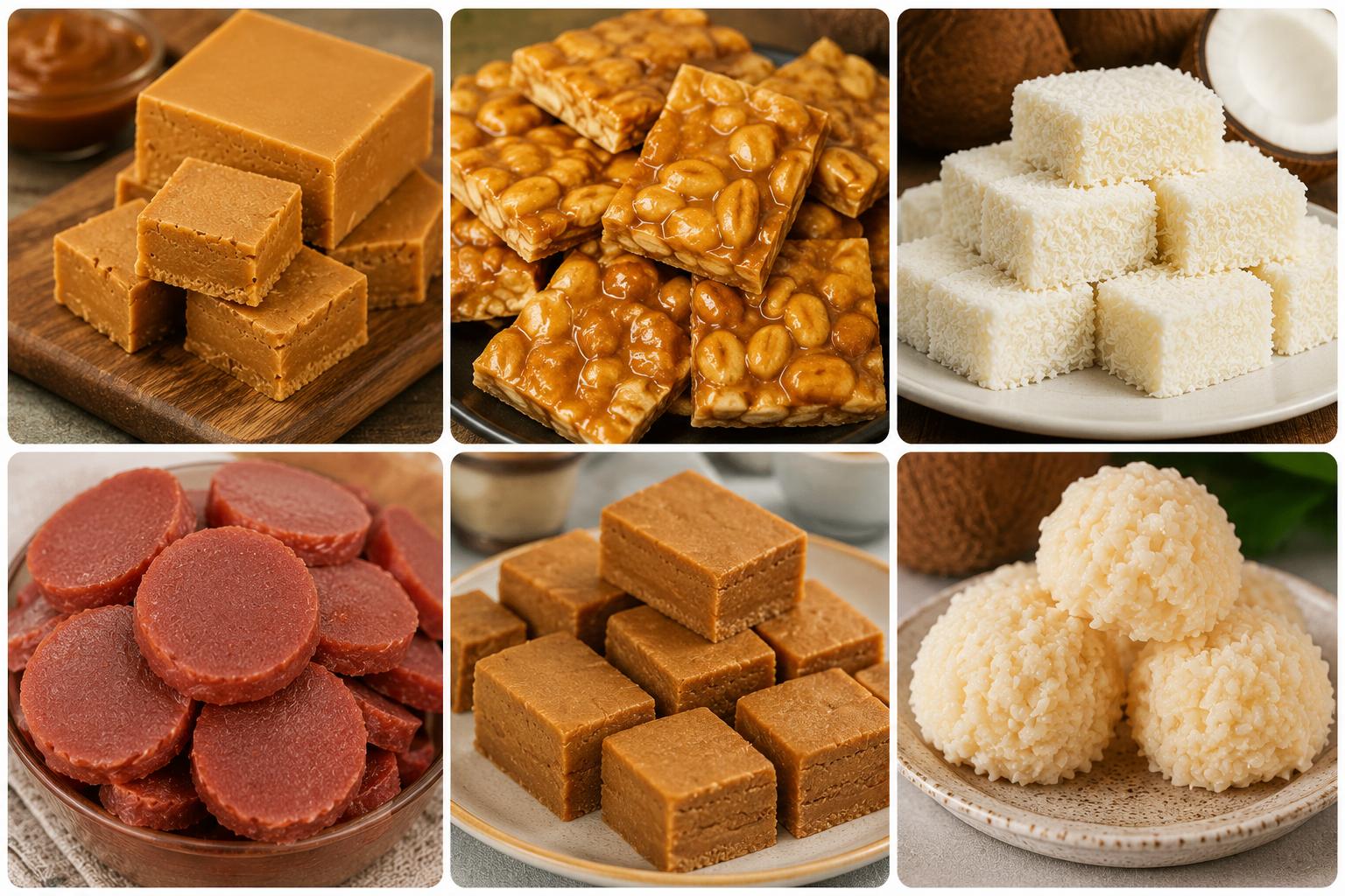 Doces de corte artesanais sobre tábua de madeira